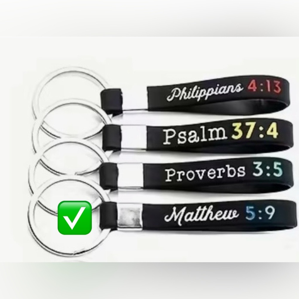 Inspirational Hand Engraved Bible Verse Keychain- Wristband - Matthew 5:9